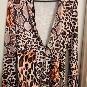Animal Print Long Sleeve Dress